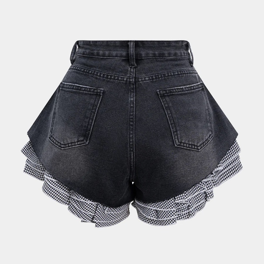 Micas Denim Patchwork Irregular Hem Jorts - image 3